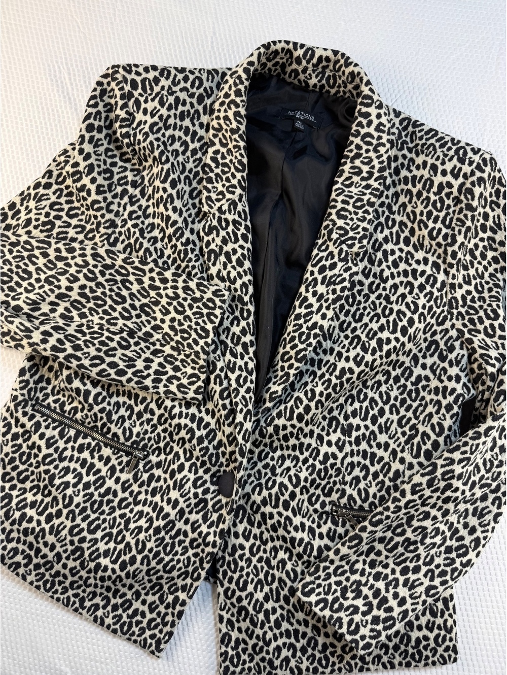 Notations Petite XL Leopard Print Blazer Womens Animal Print Zip Pocket Mob Wife